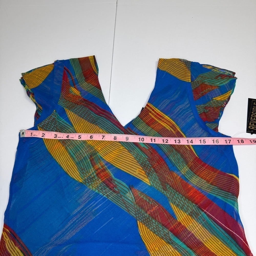 Jasmine KC Reversible Mesh Maxi Dress | Multicolor Abstract Print | Size M NWT - Picture 5 of 8